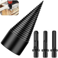 Drill Cone Wood Splitter 32 mm, Screw Cone Shaft, Wood Splitter Drill with Hexagonal/Square/Round Shafts, for Wood Splitter, Drill Cone Drill, Step Drill, Steel Taper Drill