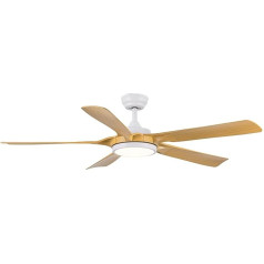 Newday Ceiling Fans, Woody, 142 cm Ceiling Fan with Lighting and Remote Control, Quiet, Large Ceiling Fan with Light, Dimmable, Fan Lamp Ceiling with 5 Blades, 3 Timers, 6 Gears, Motor DC