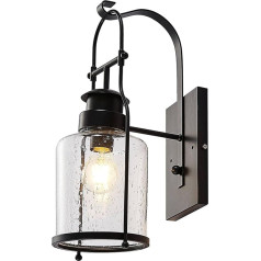 Lindby Rozalie Indoor Wall Light (Lantern) (Retro, Vintage, Antique) in Black Metal for Hallway and Staircase (1 Bulb, E27) - Wall Spotlight, Bedroom Wall Lighting