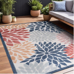 Beverly Rug Outdoor Rug Modern Tropical Floral Pattern Indoor Outdoor Patio Rug Easy Clean Lint Free Living Room Porch Garden Washable 8x10 Inch