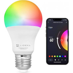 Lideka Alexa Lamp: E27 LED Light Bulb Dimmable with RGB, Warm White and Cool White - 9W 800LM 2700K-6500K - Smart LED Bulb with WiFi & App Control, for Smart Home, Google Home & Alexa, Homekit.