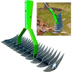 Lawn Rake Moss Removal Garden Rake with Double Tines for Lawn Aeration and Leaf Collection, Garden Tools