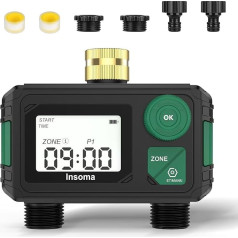 Sprinkler Timer 2 Zones Digital Water Timer for Garden Hose Faucet, Programmable Watering Timer with 2 Outputs/Rain Delay/Automatic Watering Mode, Intelligent