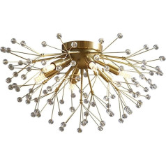 LED Crystal Ceiling Light, 6-Light, Modern Firework Crystal Ceiling Light, Dandelion Crystal Ceiling Chandelier, Flush Mount Light Fixtures for Dining Room, Bedroom, Hallway, Living Room, Bathroom,