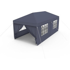HENGMEI Gazebo 3 x 6 m Party Tent, Garden Tent, Garden Gazebo with 4 Side Panels, Sun Protection, UV Protection for Garden, Party, Wedding, Picnic (Dark Grey)