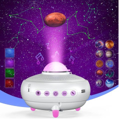 LED Starry Sky Projector, Galaxy Projector Night Light with 12 Constellations and 10 Planets with Bluetooth Music Speaker & Voice and Timer 10 Colours Star Projector for Children Adults