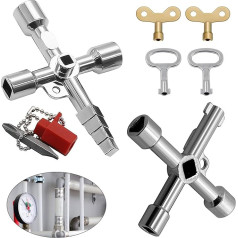 WnlahuWA Pack of 6 4-way cross keys, control cabinet keys, 4-sided keys, tap key, universal key, for water, electricity, electricity meter, radiators, elevators etc