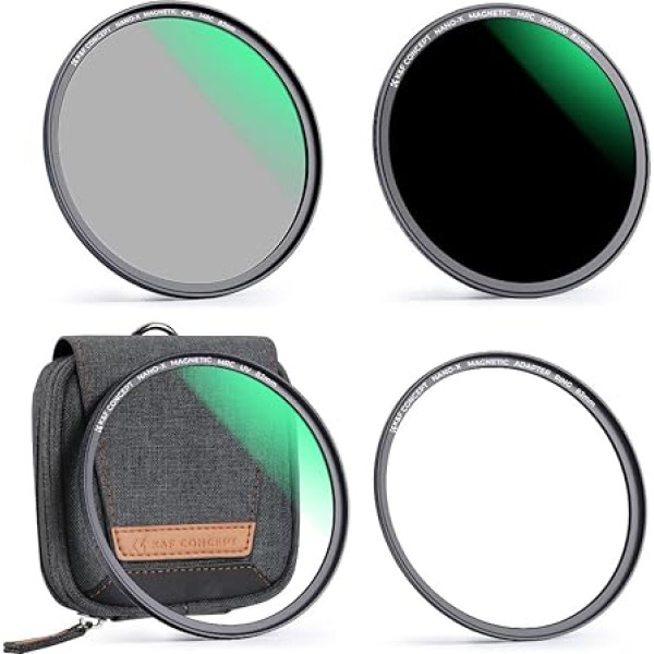 K&F Concept Magnetic Filter Set Nano X-Series 40.5 mm Magnetic Quick Change System Quick Swap System MCUV+CPL+ND1000 with Lens Adapter and Filter Bag
