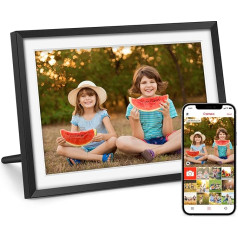 Frameo 10.1 Inch WLAN Digital Picture Frame with 32 GB Memory, 1280 x 800 HD IPS Touch Display, Auto Rotate, Wall Mounted Possible, Easy Setup for Sharing Photos and Videos, Black