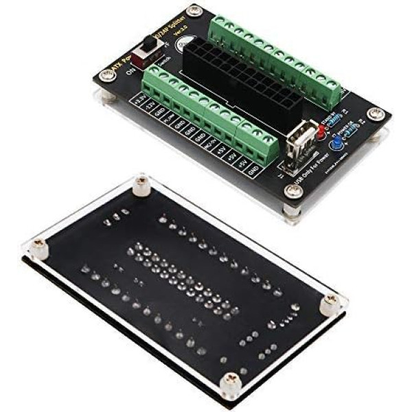 LeHang Upgrade Version ATX 24/20 Pin Power Supply Breakout Board Module with USB 5V Port and Acrylic Base