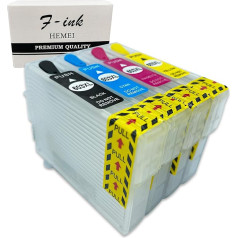 F-ink 4 x Refillable Empty Ink Cartridges for 603 or 603XL Ink Cartridges, 4 Colors (603XL Black, Cyan, Magenta, Yellow)