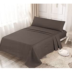 100% Microfibre Polyester 80 g/m² Duvet Cover Set Includes Flat Sheet, Fitted Sheet and Pillowcase (Grey, Bed 90)