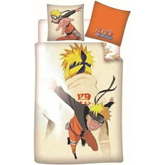 Naruto Bed Linen 135 x 200 cm Shippuden Uzumaki Manga Anime Cool Teenager Bed Linen Set Made of 100% Cotton