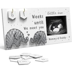 Baby Sonogram Photo Frame with Baby Countdown Weeks - Standard 4x3 Ultrasound Photo - Pregnancy Announcements Ideas - Gender Reveal Baby Shower Gift - New Mom Expected
