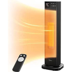 Midea NTH20-22ER Low Power Electric Heater with Fan Heater, 2000 W, Quiet Ceramic Technology, Timer 24 Hours, Eco Mode, 2 Temperature Levels, Room Thermostat