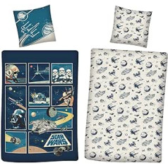 AYMAX Star Wars Reversible Bed Linen Set 2-Piece 135 x 200 cm 80 x 80 cm Multi-Coloured