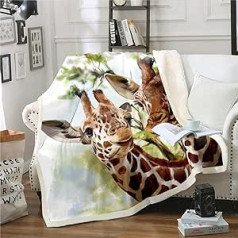 Giraffe Throw Blanket Zoo Animal Design Fleece Blankets for Kids Boys Girls Teens Safari Wild Print Sherpa Blanket Wild Animal Nature Theme Fluffy Blanket for Chair Office Baby 76.2x101.6 cm