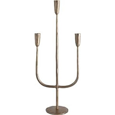 Creative Co-op Hand-Forged Metal Candelabra, Antique Brass Finish (Holds 3 Taper Candles) Candle Holder, Brass