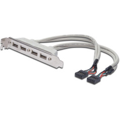 Kabeļa uz usb 2.0 ātrgaitas trasētāja tips 2xidc (5pin)/4xusb a m/pelēks 0.25m