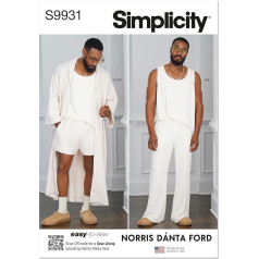 SIMPLICITY Sewing Pattern SS9931A Mens Robe Knit Tank Top Pants & Shorts by Norris Danta Ford A (S-M-L-XL-XXL)