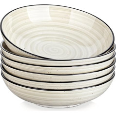 vancasso Bonbon Soup Plates, Set of 6, Stoneware Soup Bowls, 21.7 x 5.5 cm, Pasta Plates, Large Deep, Pasta Bowls, Ramen Bowls, Salad Bowl for Dishwasher and Microwave