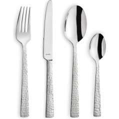 Amefa Felicity Cutlery Set, 24-Piece Cutlery Set, Cutlery Set for 6 People, 18/0 Stainless Steel, 13/0 Blade Steel, Hammered Handle, with Knife, Fork, Spoon and Coffee Spoon