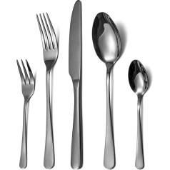 LAZAHOME Cutlery Set, Stainless Steel Mirror Polished 30-Piece Cutlery Set for 6 People, Cutlery Set with Knife, Fork, Spoon for Family/Party/Hotel/Restaurant, Black Tableware, Dishwasher Safe