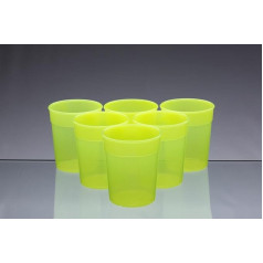 Passe au lave-vaisselle-Empilable Jaune fluo/Gobelets plastique Verres/Gobelets (250 ml Lot de 6)