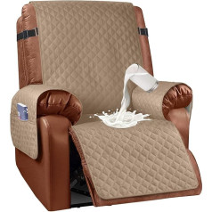 Granbest Water-Repellent Recliner Chair Cover Waterproof Recliner Chair Slipcovers Non-Slip Recliner Protection for Children, Pets, Dogs, Cats with Elastic Straps (Lounger, Camel)