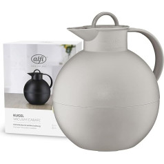alfi Ball 0.94 L Desert Grey Matte Plastic Insulated Jug with Hygienic Tempered Glass Insert, Screw Cap, Designer Piece, Spherical Thermal Jug, Ideal as a Coffee Pot, Teapot, BPA-Free