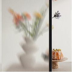 SAMHEITO Window Film Opaque Self-Adhesive Static Privacy Film 90 x 400 cm Ribbed Glass Effect Vertical Stripes Pattern for Home Bathroom Office Living Room