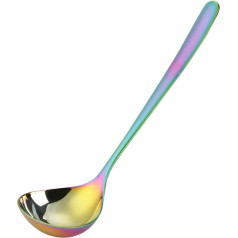 Sourcing Map Stainless Steel Soup Ladle 7.8 Inch One Piece Design Restaurant Kitchen Cooking Cutlery for Serving Soups Rainbow