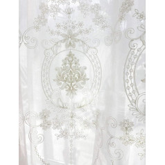 Lactraum Living Room Curtains, White, Transparent Embroidered Classic Vintage Voile