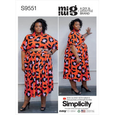 Simplicity SS9551G5 Damen Tops, Rock und Shorts G5 26W-28W-30W-32W-34W