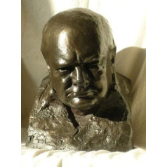 Sculpture Classic Winston Churchill Resin Bust Signed Oscar Nemon