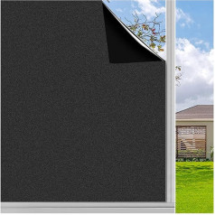 Finnez Window Film Frosted Glass Film Privacy Film Self-Adhesive Film Window Window Film Opaque Anti-UV Static Film for Bathroom Office Black Matt 90 x 400 cm