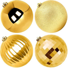 Benjia Christmas Baubles Large Outdoor Extra Shatterproof Outdoor Plastic Christmas Bauble Christmas Tree Baubles Christmas Tree Baubles Christmas (15 cm, Pack of 4, Gold)