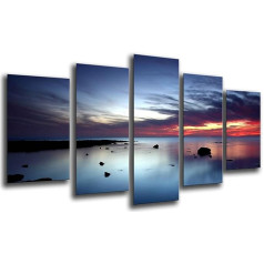 Wall Picture Landscape Sea Sunset 165 x 62 cm Wood Print XXL Format Art Print Ref.26242