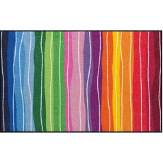 Salonloewe Fußmatte waschbar Pure Style Wavy Lines Bunt 75x120 cm Läufer Wohn-Teppich Wellen rutschfest