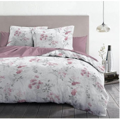 Home Linge Passion, Duvet Cover - 3-Piece 100% Cotton - 57 Thread Count/cm² - 220 x 240 cm Pompadour White & Dusky Pink HP62667