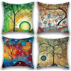 LAXEUYO Set of 4 Cushion Covers 45 x 45 cm, XXX Decorative Cotton Linen Decorative Cushion Cover with Hidden Zip Sofa Bedroom Car