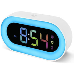 Seutgjie Digital Children's Alarm Clock with Night Light for Girls Boys Teenagers Dual Alarms 18 Ringtones Snooze Modes 12/24 Hours 5 Volume Adjustments