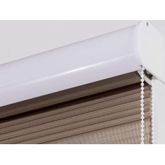 Estoralis SAMWELL Double Roller Blind with Decorative Cassette, Drilling Duo Roller Blind with Privacy Screen and Sun Protection for Windows and Doors, 120 x 250 cm, Tobacco Colour