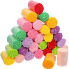 HEALLILY 30 Pieces DIY Wool Knotting Yarn Carpet Yarn Colorful Pre-Cut Carpet Yarn for Handmade Sewing Knitting