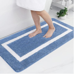 Homaxy Bathroom Rug Bath Mat Non-Slip Washable Bath Mat Soft Microfibre High Pile Bath Mat - 60 x 120 cm, Blue