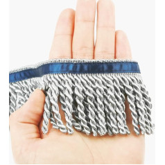 HedongHexi Bullion Fringe Trim and Embellishments 15 Yards x 2.5 Inch Fabric Trimmings Sewing DIY Decoration for Clothes Golden Hebrew Fringe with Blue Ribbon