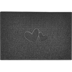 Nicoman Doppelherz Embossed Doormat, Dirt Trapper Mat, Washable, Dark Grey (Waterproof Rubber Back), X Large (120 x 80 cm)
