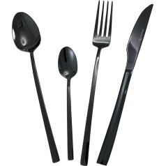 Lebrun Amandine Cutlery Set - 16 Piece Cutlery Set - Dinner Service for 4 People - Set of 4 Tablespoons, 4 Coffee Spoons, 4 Forks, 4 Table Knives - Modern Design - French Brand