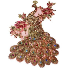 1 x Perlen Pailletten Gold Mix Strass Pfau applqiue Spitze Stickerei Braut Aufnäher Spitze Stoff Patches Kleidung Kleid mehrfarbig