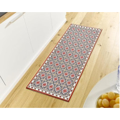 Hanse Home Kitchen Runner - Kitchen Rug Non-Slip and Washable - Easy Care Rug Runner Mosaic Tile Pattern Rug Runner for Kitchen, Hallway, Entryway, Dining Room - Red, 75 x 150 m